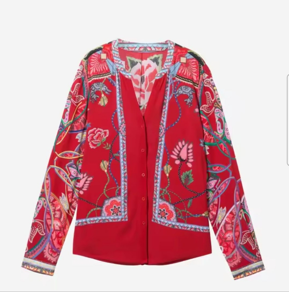 DESIGUAL Red Floral Bohemian-style Shirt